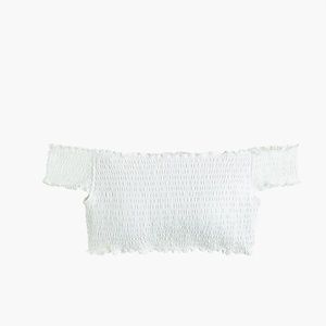 J. Crew Smocked off-the-shoulder bikini top M